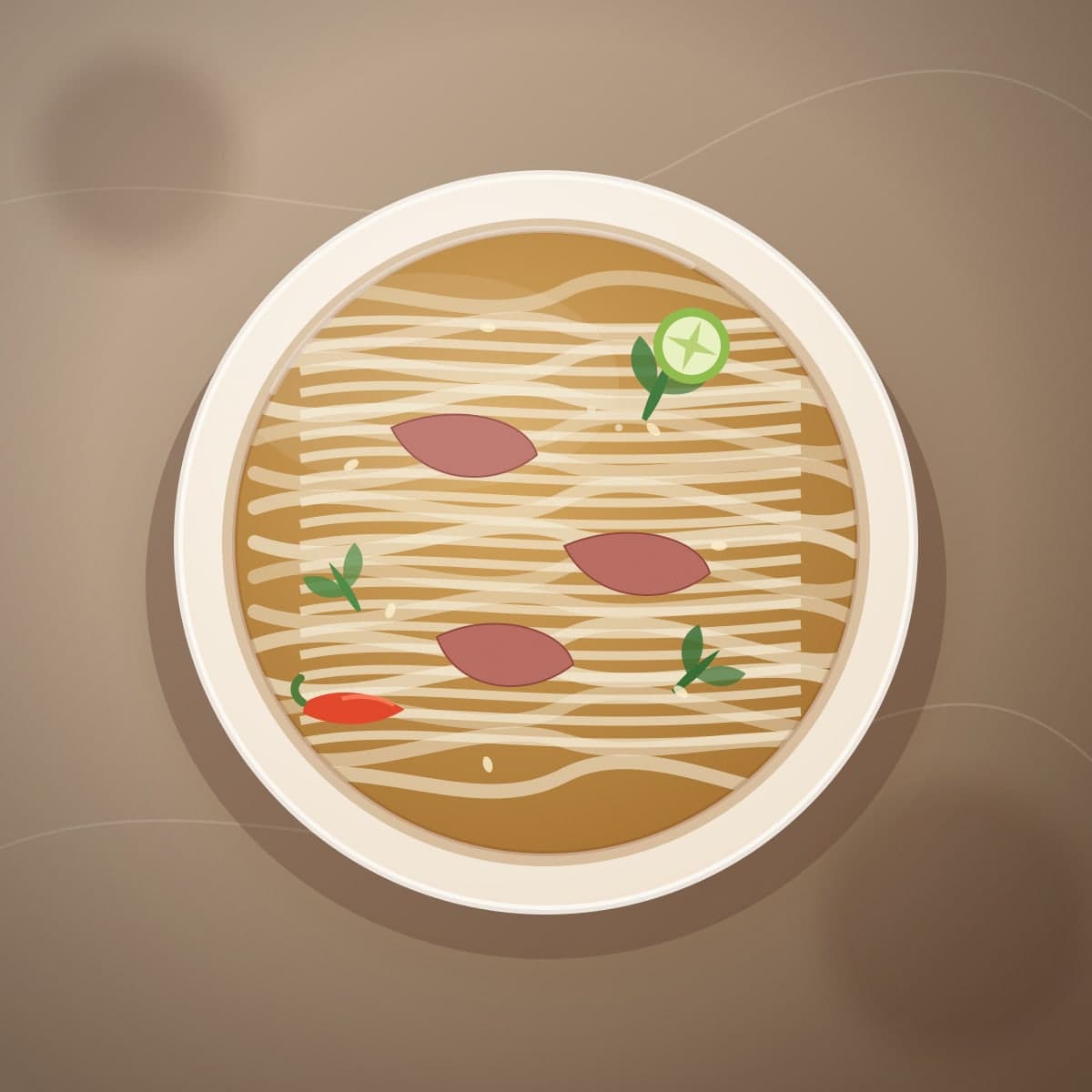 A bowl of pho with herbs and sliced beef